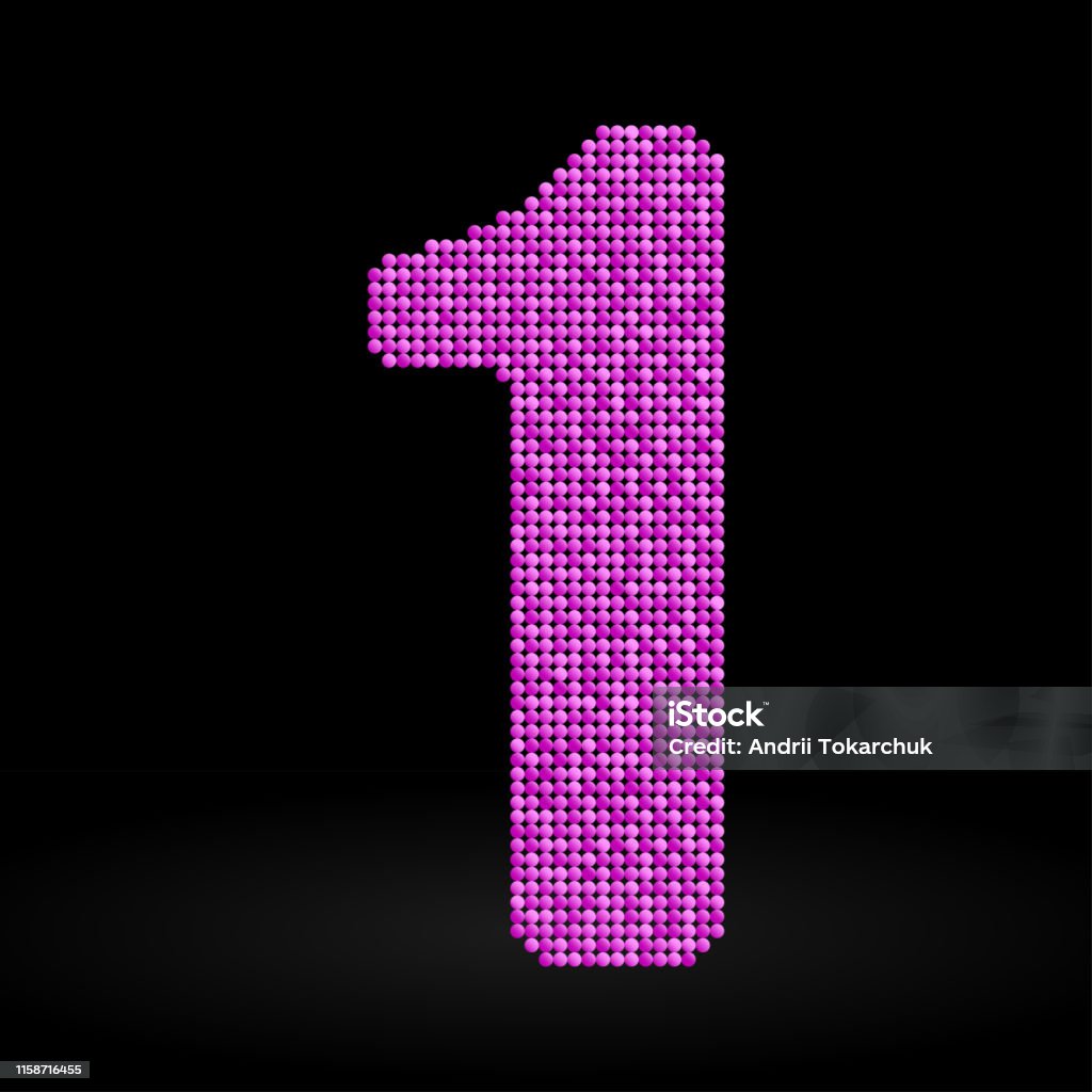 Vector Pink Glitter Sequins Number 1 Stock Illustration - Download