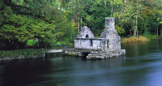 Ruin of Monk's Fishing Cottage on river in Cong, Ireland (scan of large format slide)