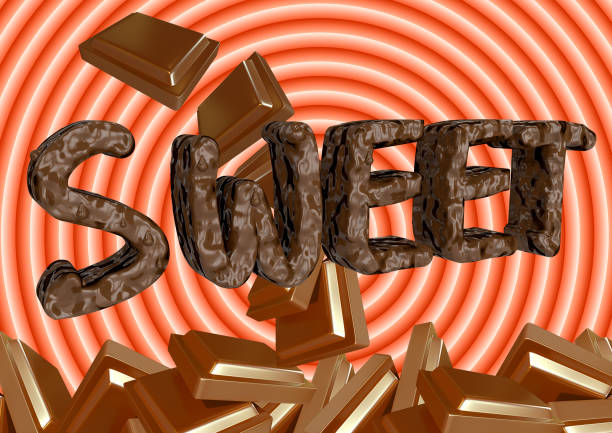 A pile of delicious chocolates and its reflection in the form of a heap of white crystalline sugar. Concept of a large amount of sugar in desserts. Harmful, dangerous and unhealthy food.