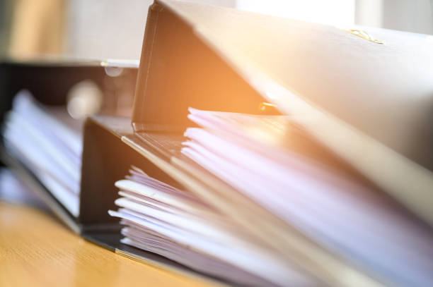 Black document file on the office desk stock photo