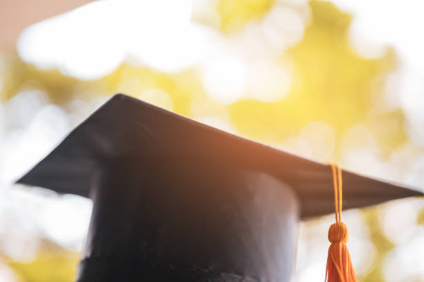 istock Close-up Black Graduation Hat,The background is Blurry bokeh. 1158718797