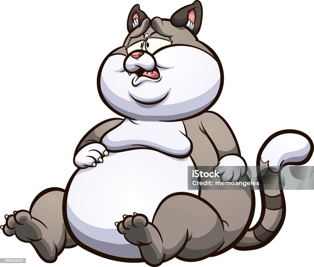 Fat Cat Stock Illustration - Download Image Now - Domestic Cat, Overweight,  Cartoon - iStock