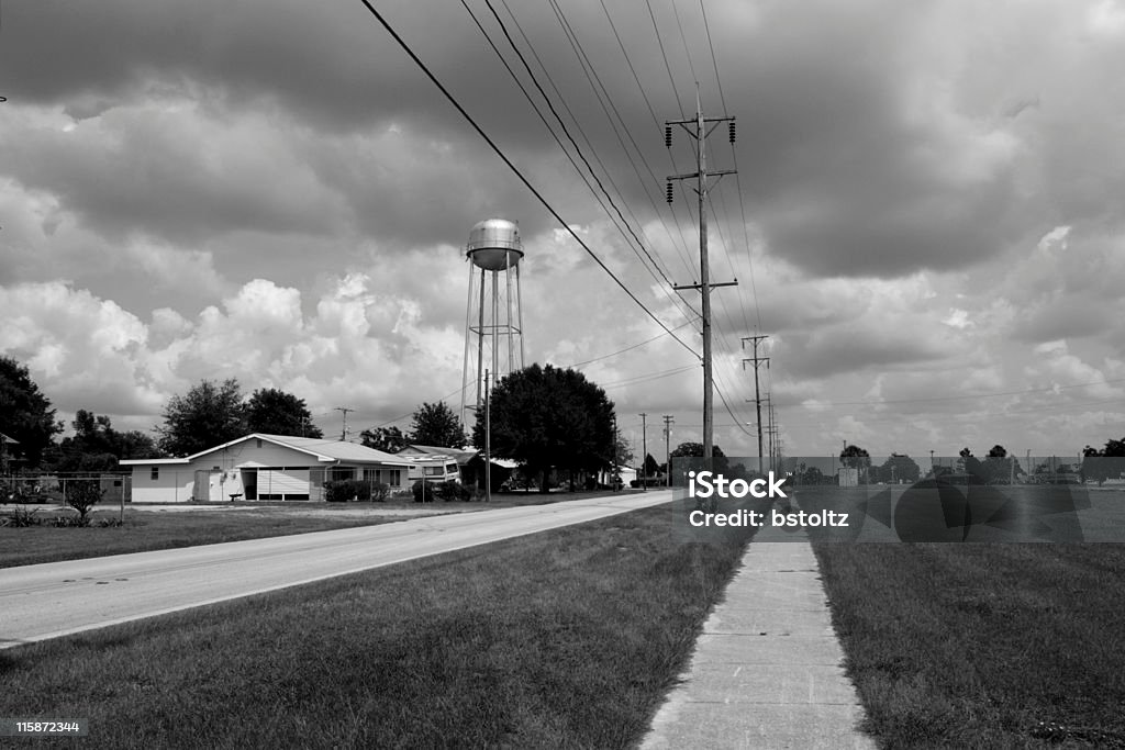 Small Town America Small town America under an ominous sky Black Color Stock Photo