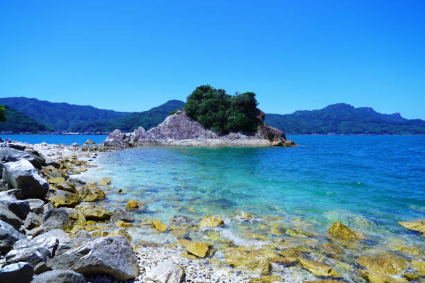 Limestone and marble beach of Himedo town coast
