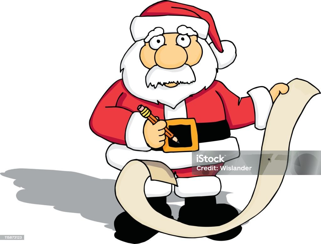 Santa avec sa liste - clipart vectoriel de Espièglerie libre de droits