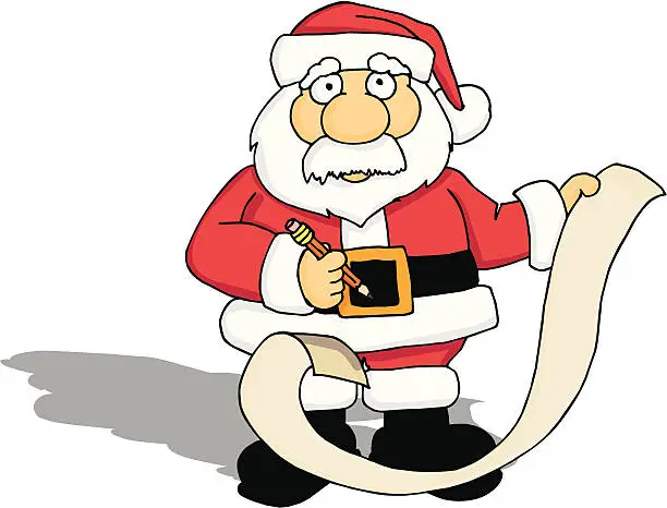 Vector illustration of Santa with his List