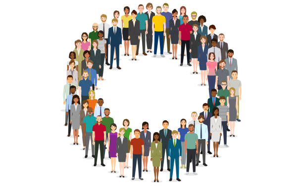 Large group of people in the shape of circle Large group of people in the shape of circle.
Created with adobe illustrator. crowd of people borders stock illustrations
