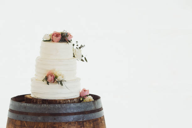 istock Country Style Wedding Cake on Barrel 1158734241