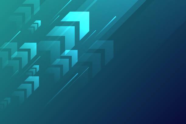 Arrows up with speed line on blue background. Arrows up with speed line on blue background, copy space composition, technology speed development concept. business computer technology stock illustrations
