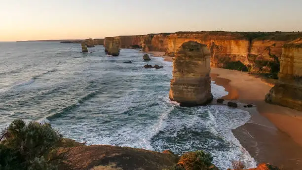 the rock formations at port campbell known as the twelve apostles after sundown on the great ocean road in victoria, australia