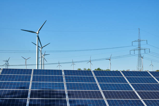 istock Solar panels, wind turbines and overhead power lines 1158737645