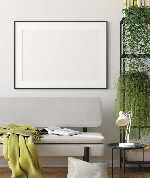 istock Mock up poster frame in interior background, scandinavian style 1158739392