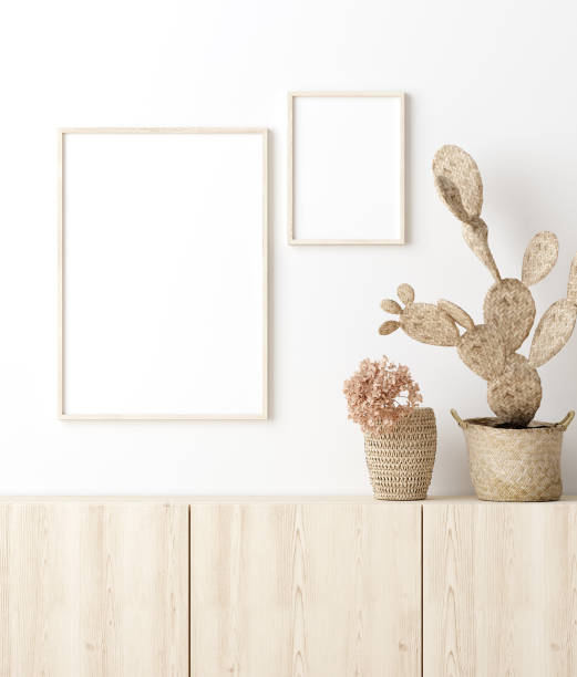 istock Mock up poster frame in living room interior. Interior Scandinavian style 1158739401
