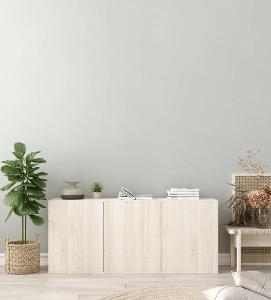 istock Wall mock in living room interior. Interior Scandinavian style 1158739420