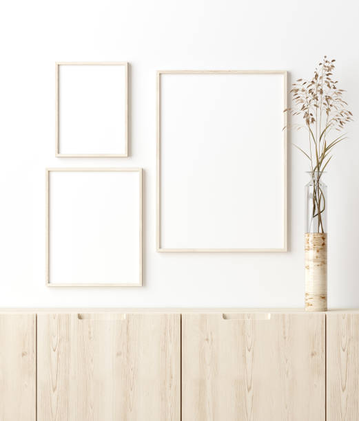 istock Mock up poster frame in living room interior. Interior Scandinavian style 1158739423
