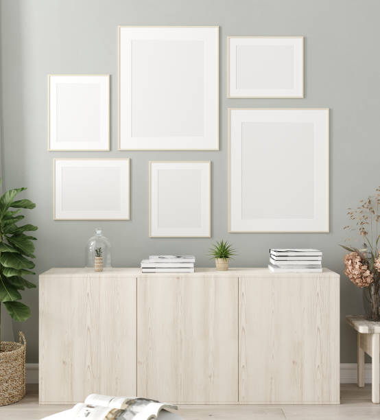 istock Mock up poster frame in living room interior. Interior Scandinavian style 1158739452