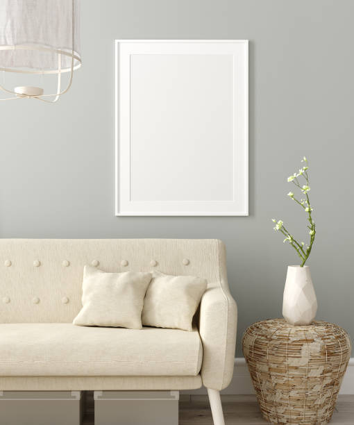 Mock up poster frame in living room interior. Interior Scandinavian style