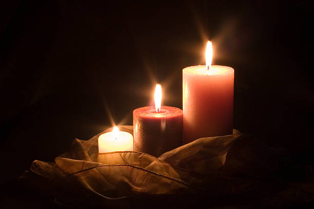 istock Three christmas candles and kerchief 115874131