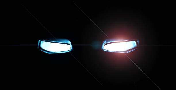 istock Abstract a robot Glowing eyes in in the dark 1158744286