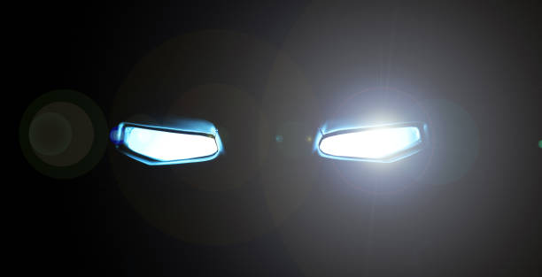istock Abstract a robot Glowing eyes in in the dark 1158745033