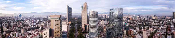 Aerial view of Mexico City's Paseo de la Reforma.