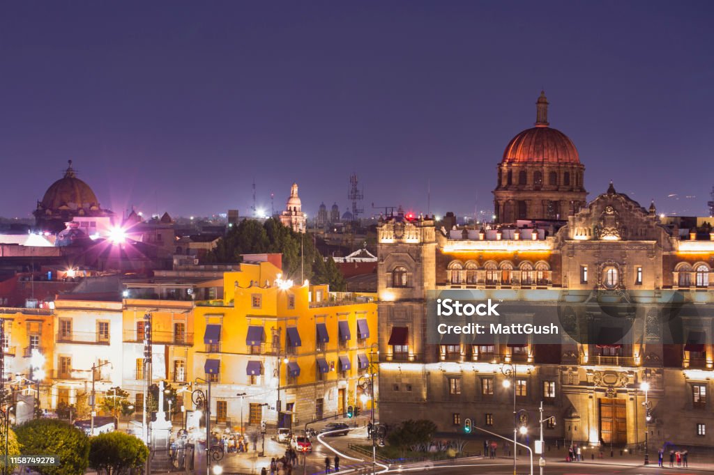 Mexico City National Palace Night view of Mexico City's Palacio National. Mexico City Stock Photo