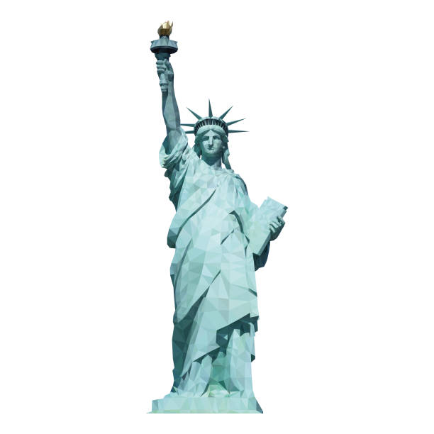 ilustraciones, imágenes clip art, dibujos animados e iconos de stock de estatua geométrica de la libertad - statue of liberty new york city statue usa