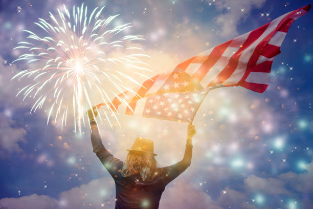istock Young woman celebrating Independence Day. 1158751030