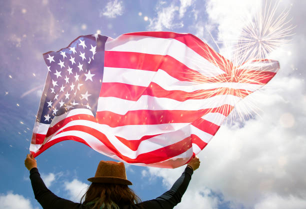 istock Young woman celebrating Independence Day. 1158751061