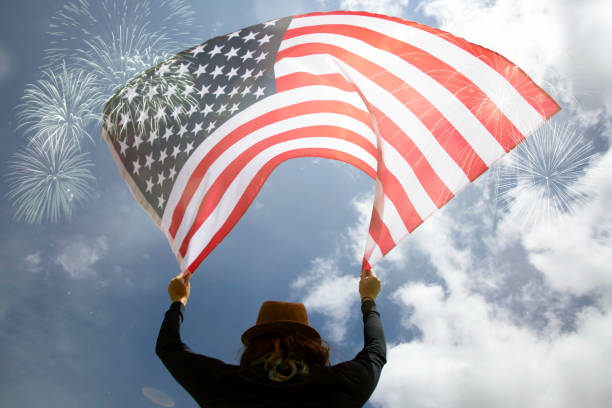 istock Young woman celebrating Independence Day. 1158751078