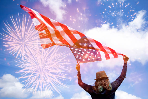 istock Young woman celebrating Independence Day. 1158751125