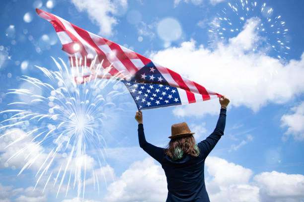 istock Young woman celebrating Independence Day. 1158751201