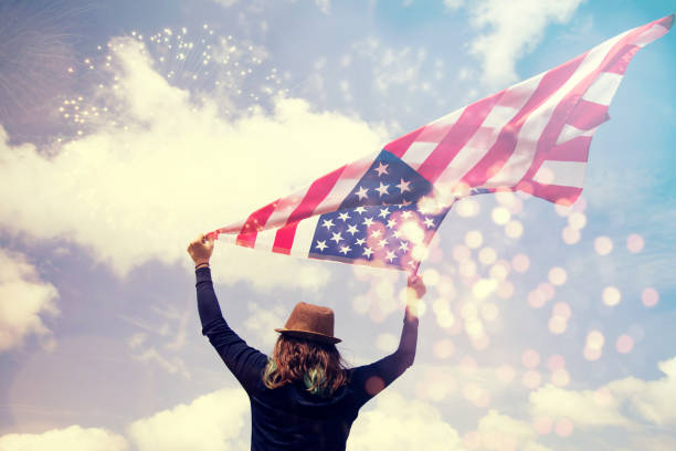 istock Young woman celebrating Independence Day. 1158751259