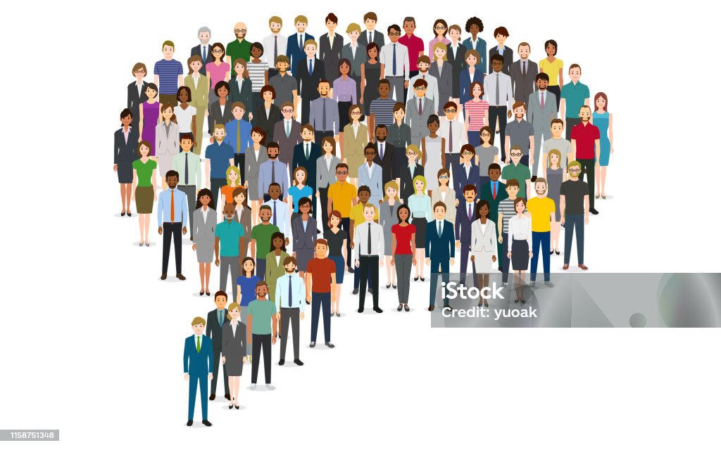 Large group of people in the chat bubble shape Large group of people in the chat bubble shape.
Created with adobe illustrator. Group Of People stock vector