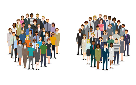Large group of people in the shape of circles.
Created with adobe illustrator.
