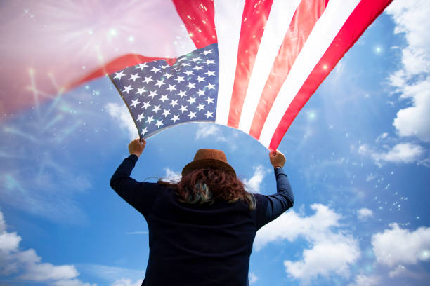 istock Young woman celebrating Independence Day. 1158751387