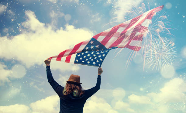 istock Young woman celebrating Independence Day. 1158751408