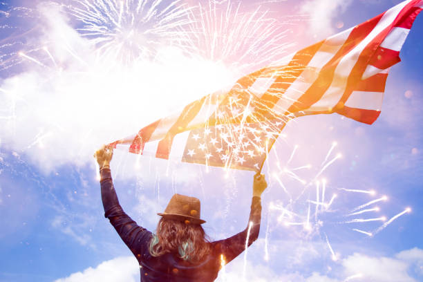istock Young woman celebrating Independence Day. 1158751917