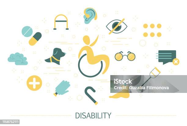 Concept De Handicap Personne Handicapée Vecteurs libres de droits et plus d'images vectorielles de Déficiences - Déficiences, Icône, Braille