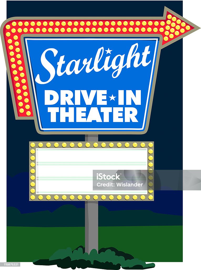 Starlight Cinema Drive-In - Vetor de Sinal royalty-free