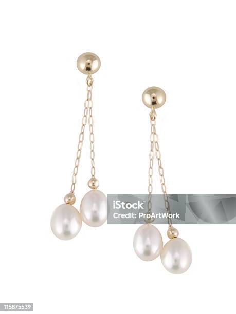 Gold Pearl Earings Stock Photo - Download Image Now - Pearl Earring, Cut Out, Earring