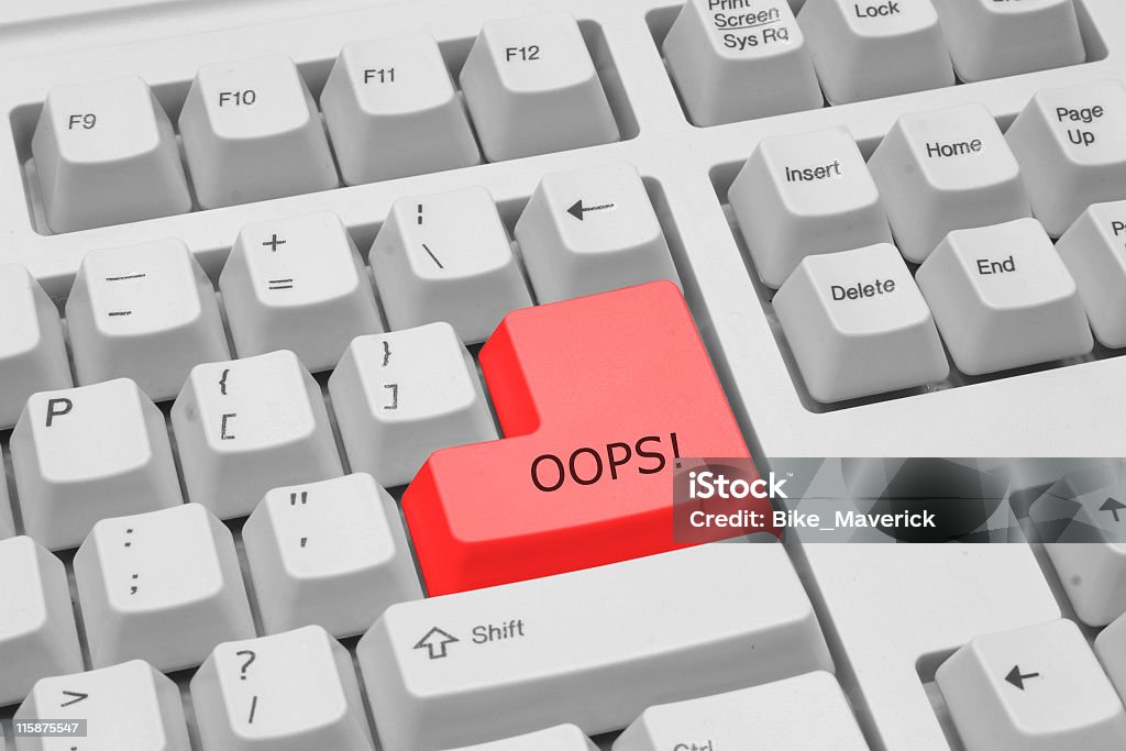 Teclado com chave vermelho OOPS - Foto de stock de Estresse emocional royalty-free