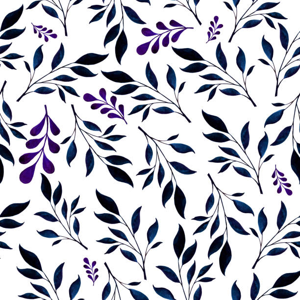 istock Watercolor seamless pattern of plant twigs. Hand made illustration on white background. For the design of postcards, textile, wallpaper or print. 1158757544