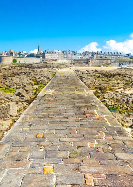 Aerial view of the beautiful city of Privateers - Saint Malo, France