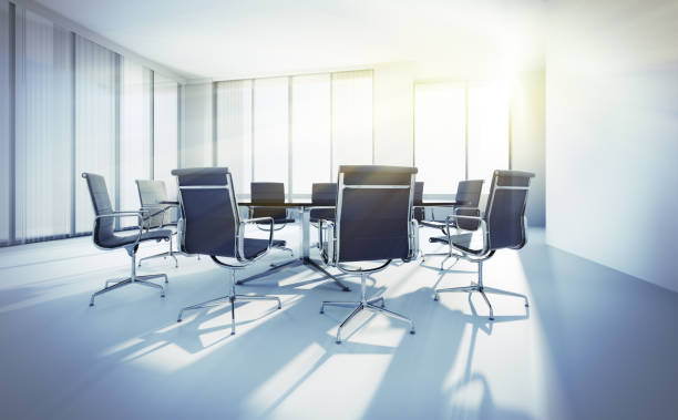 Office loft in the skyscraper in the sunlight