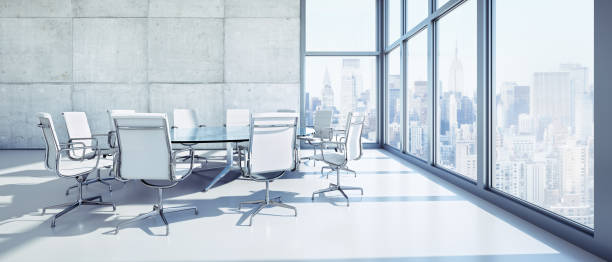 Office loft in high-rise building with a view