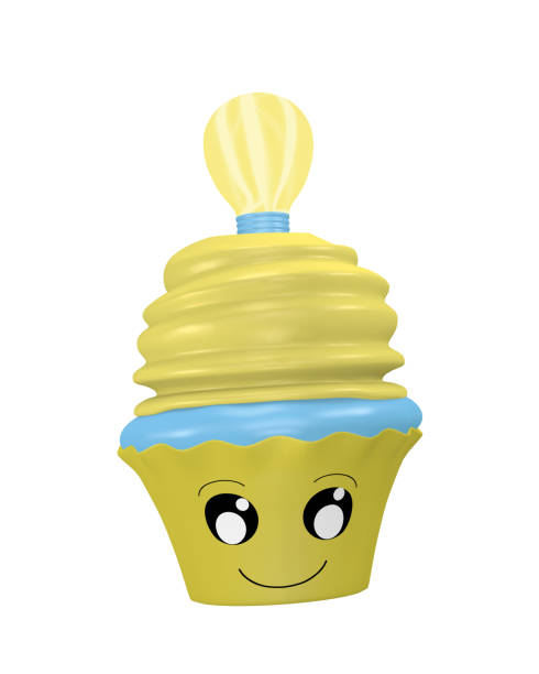 istock funny cupcake emoticon in kawaii style with lightbulb. 1158760199