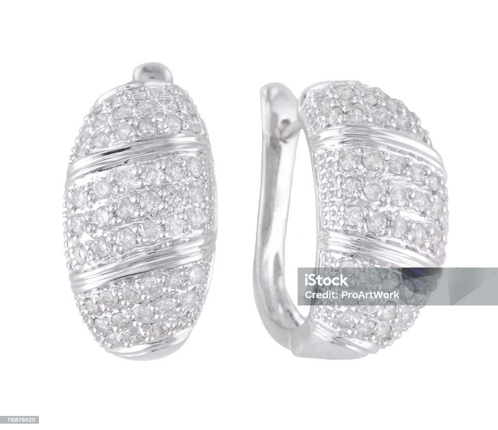 Orecchini di diamanti oro bianco - Foto stock royalty-free di Gioielli
