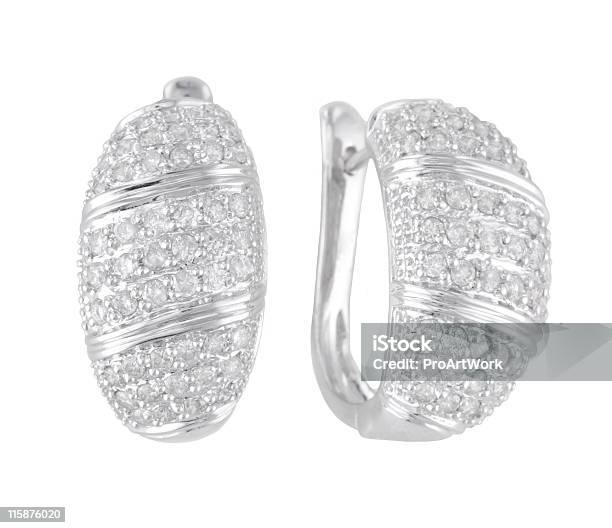 Orecchini Di Diamanti Oro Bianco - Fotografie stock e altre immagini di Gioielli - Gioielli, Composizione orizzontale, Diamante