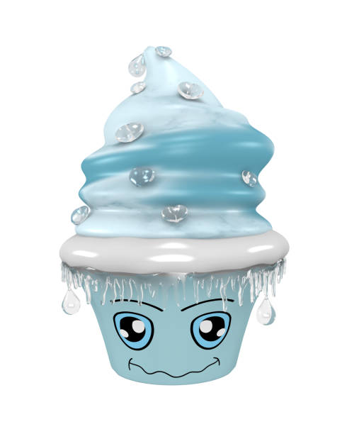 frosty cupcake emoticon in kawaii style.